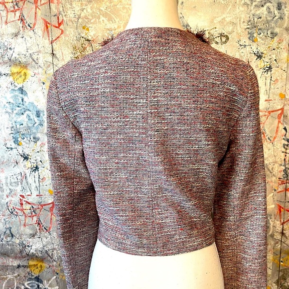 SACHIN + BABI Anthropologie Short Silk-blend Blazer with Unique Fuzzy Co… - Picture 3 of 11